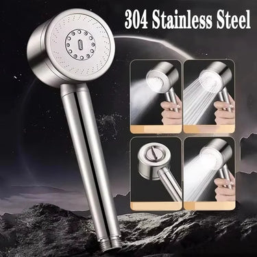 High-Pressure 304 Stainless Steel Shower Head – 3 Spray Modes